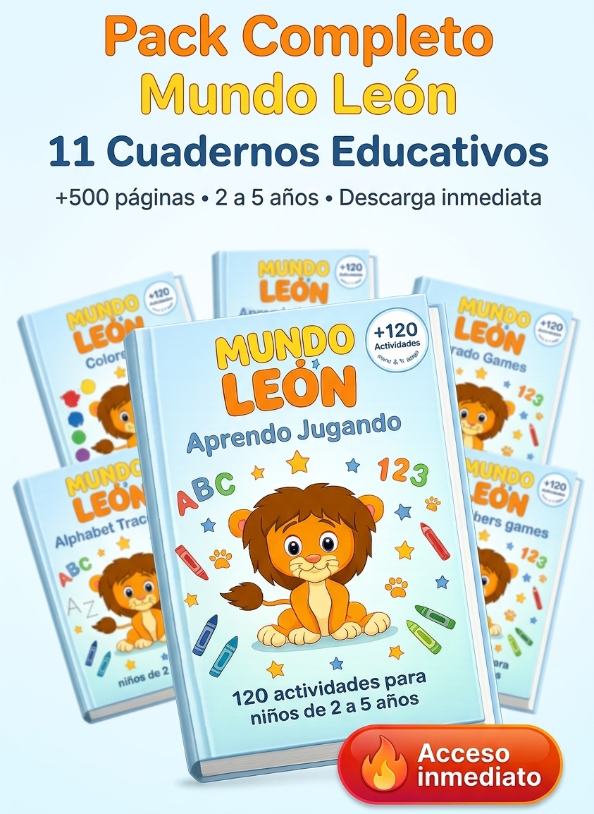 Pack Completo Mundo León — 11 Cuadernos Educativos